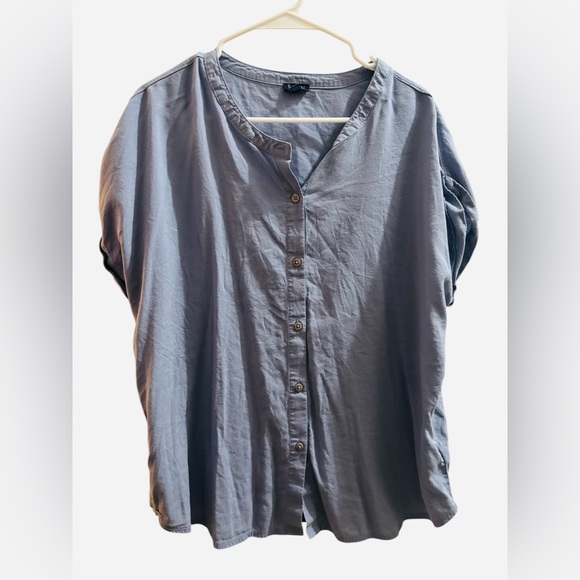 Splendid Light Blue Provence Rolled Sleeve Button-Up Shirt Work Top - Picture 2 of 5